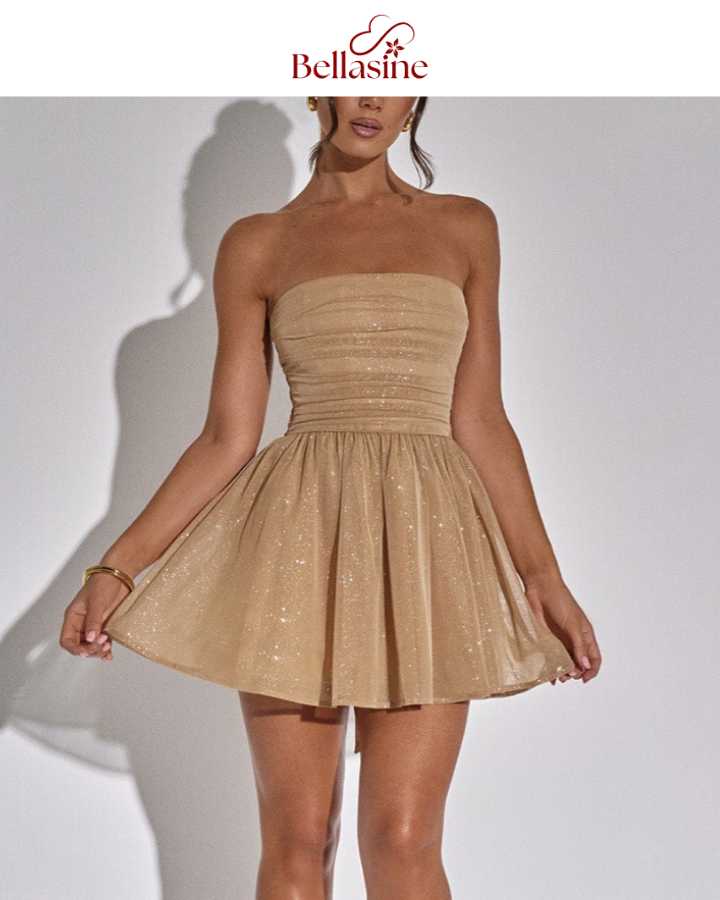 Katrina Mini Dress - Strapless Bow A-Line Waist Dress