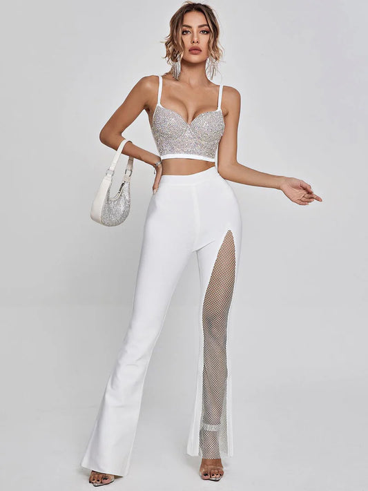 Brianna Crystal Bustier Top In White