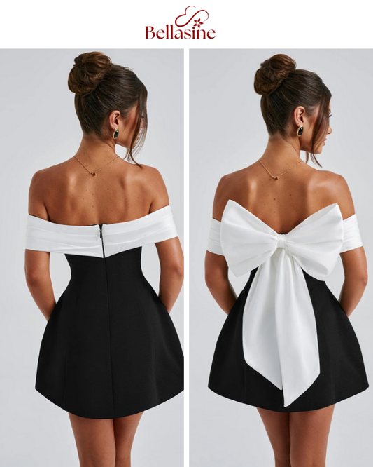 Delta Elegant Dress - Strapless Back Big Bow Mini Dress