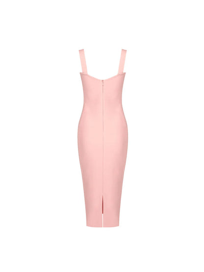 Finbar Lace Bandage Dress In Pink