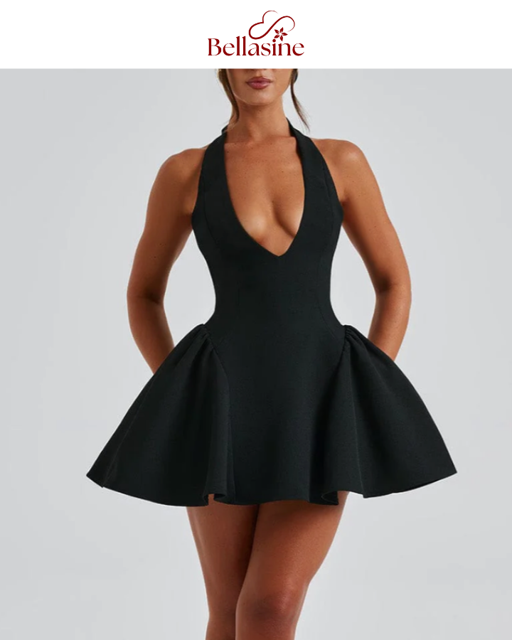 Joanne Sleeveless Mini Dress - Solid Sexy Elegant Prom Dress Evening Party Clubwear Autun Winter Outfit