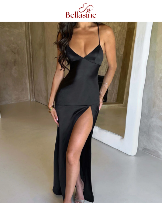 Isobel Bandage - Backless Elegant Slim Cocktail Satin Solid Lace-Up Long Dresses