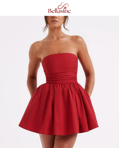 Katrina Mini Dress - Strapless Bow A-Line Waist Dress