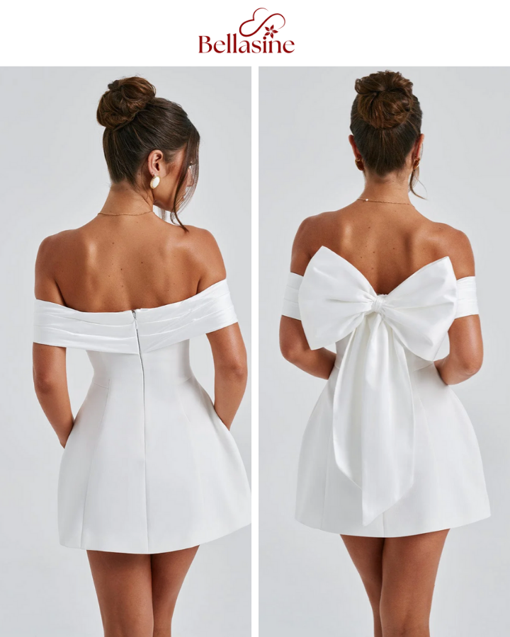Delta Elegant Dress - Strapless Back Big Bow Mini Dress
