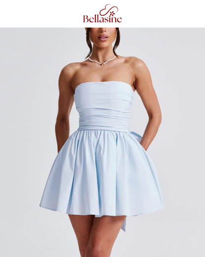 Katrina Mini Dress - Strapless Bow A-Line Waist Dress