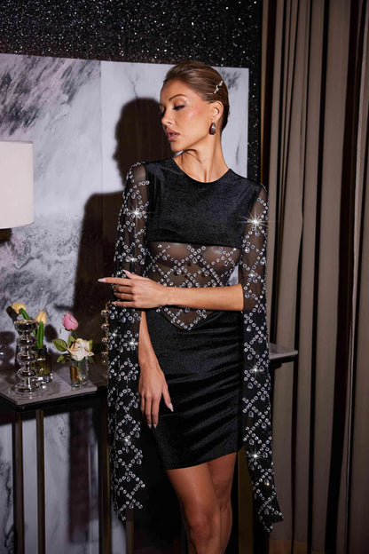 Arturo Rhinestone Velvet Dress