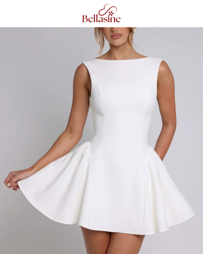 Yalina Solid Sleeveless - Elegant Backless A Line Party Dress