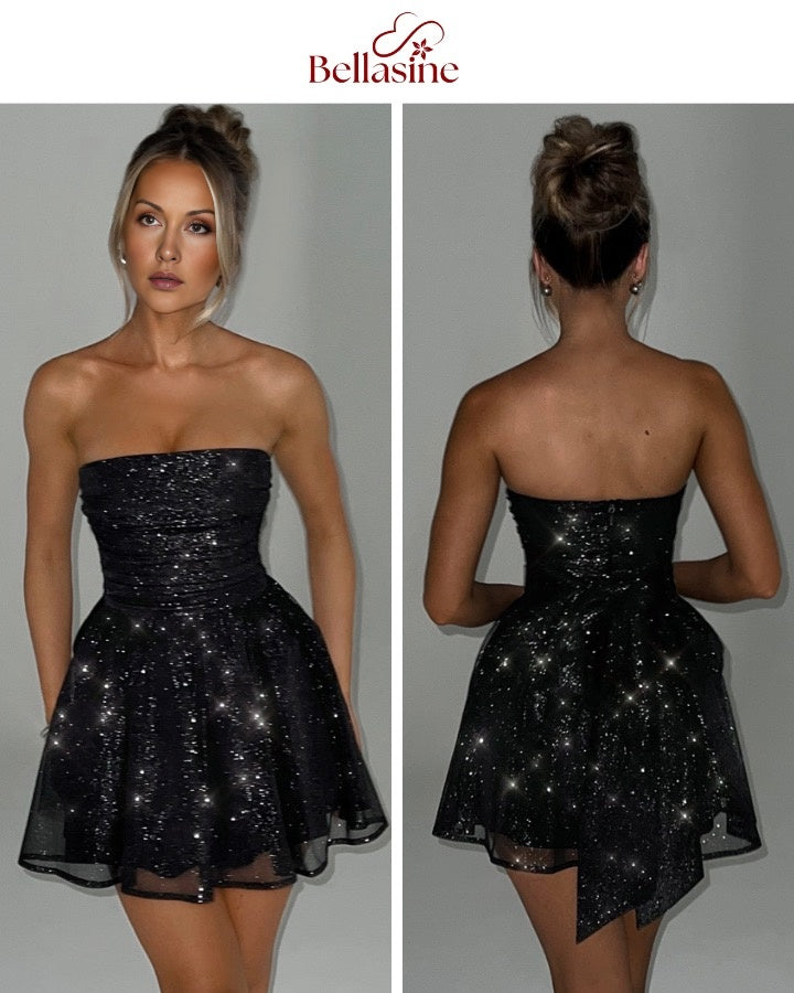 Katrina Mini Dress - Strapless Bow A-Line Waist Dress