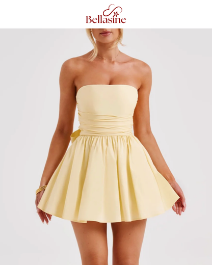Katrina Mini Dress - Strapless Bow A-Line Waist Dress