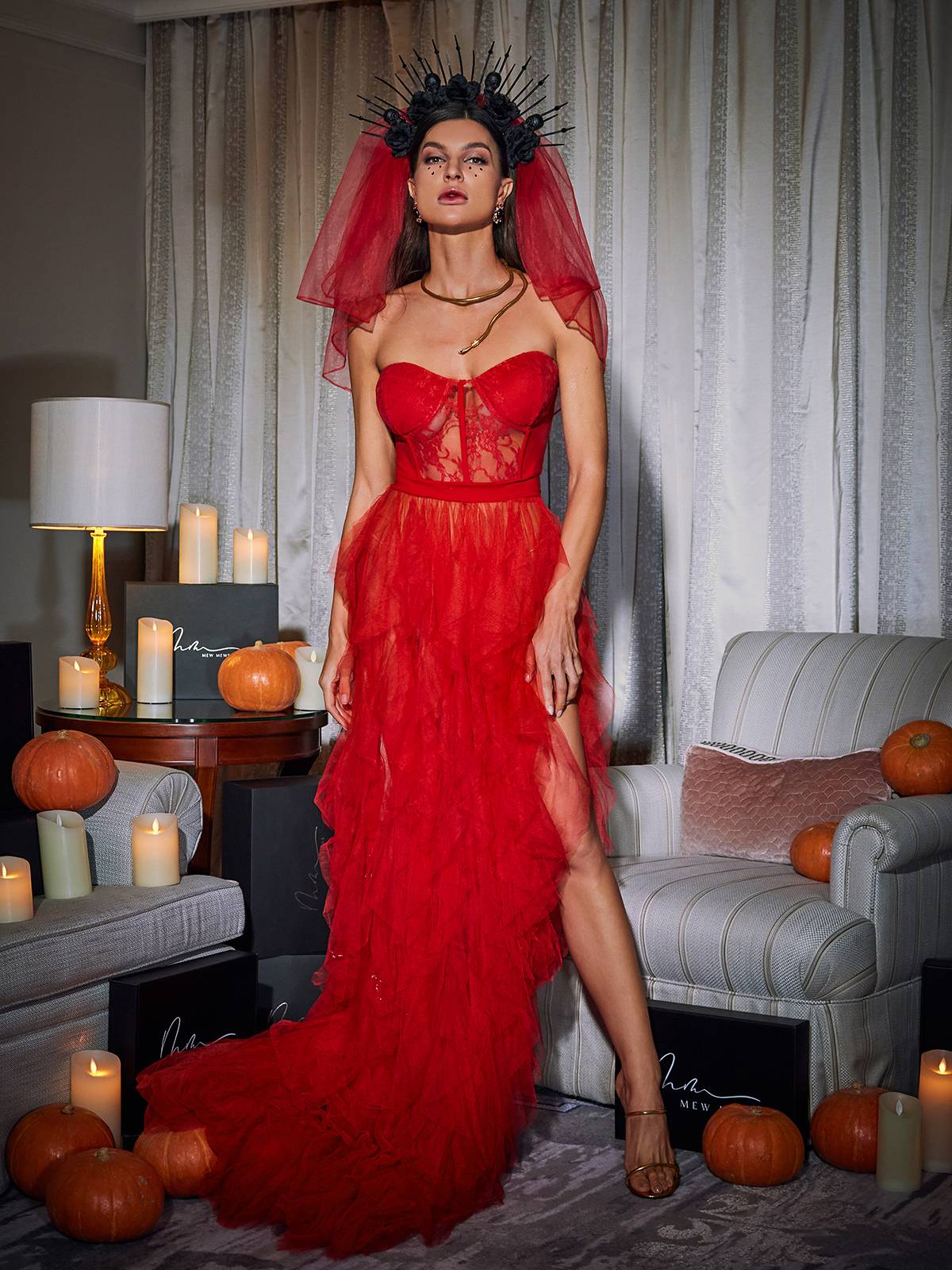 Dorothy Tulle Maxi Dress In Red