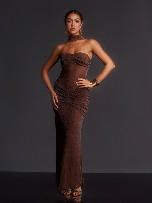 Elveva Strapless Ruched Maxi Dress