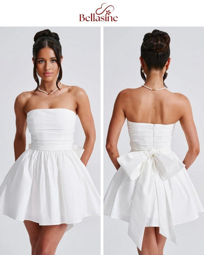 Katrina Mini Dress - Strapless Bow A-Line Waist Dress