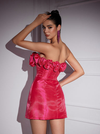 Katelynn Strapless Flower Mini Dress