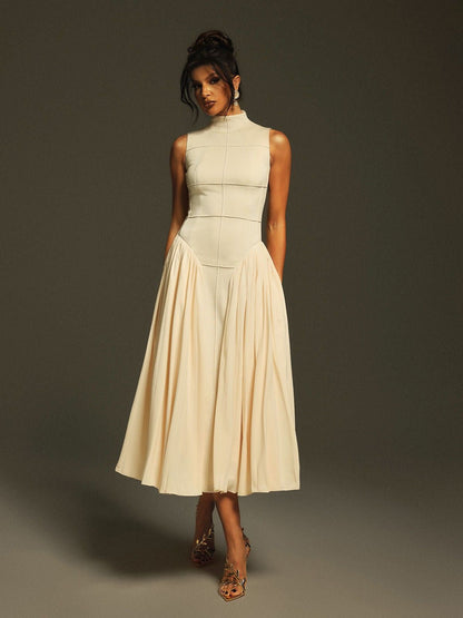 Thota Sleeveless Ruced Midi Dress